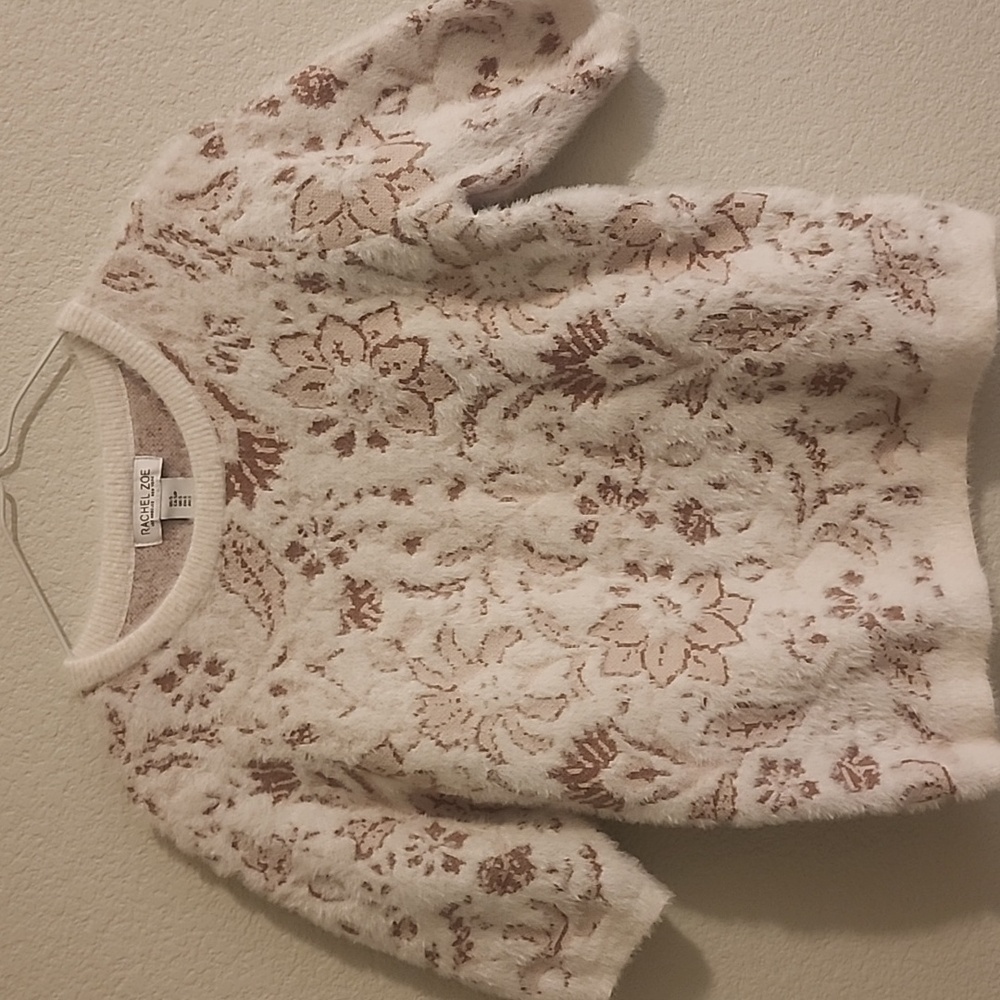 Rachel Zoe Cream and Brown Knit Sweater